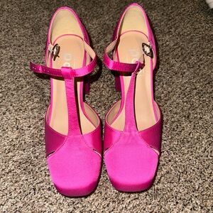 Pop Fuchsia T-Strap Heels